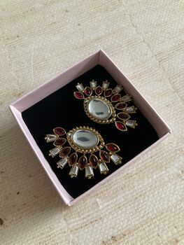 Hot Pink Kundan Statement Lightweight Earrings, 3 of 4