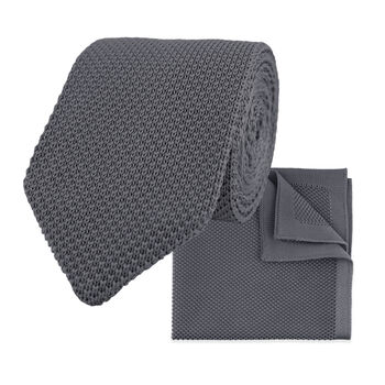 Wedding Handmade Polyester Knitted Pocket Square In Dark Grey, 5 of 7