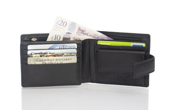 Personalised Men's Leather Wallet Flip Up Rfid Safe, 10 of 12