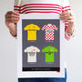 Tour De France Art Print, Vintage Cycling Jerseys, thumbnail 3 of 5