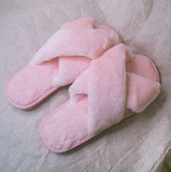 Blossom Faux Fur Slippers Pink, 4 of 5