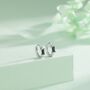 Sterling Silver Black Single Baguette Cut Cz Huggie Hoop, thumbnail 6 of 12