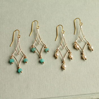 Green Opal Gold Chandelier Earrings, 4 of 4