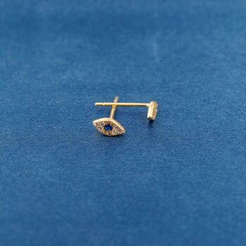 Gold Evil Eye Stud Earrings, Evil Eye Cz Studs, Dainty Minimalistic Earrings, 6 of 7