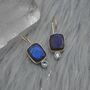 Labradorite Blue Topaz Earrings: Sterling Silver Drop, thumbnail 4 of 8