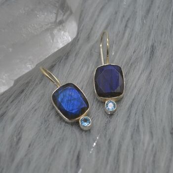 Labradorite Blue Topaz Earrings: Sterling Silver Drop, 4 of 8
