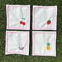 Embroidered Fruit Ric Rac Cocktail Napkins, thumbnail 1 of 3