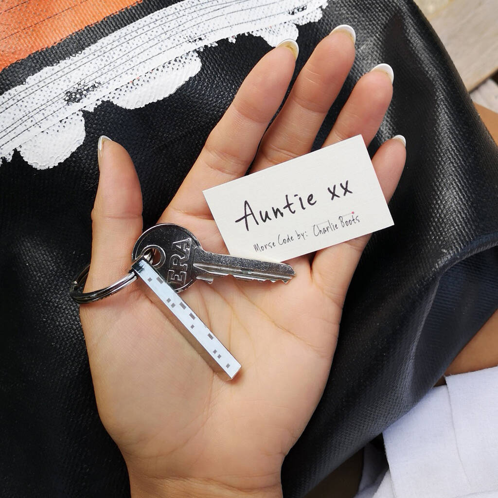 Morse Code auntie Xx Keyring By Charlie Boots Notonthehighstreet
