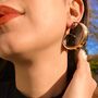 Large Curved Ribbon Gold Plated Hoop Earring, thumbnail 3 of 6