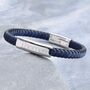 Personalised Men's Leather And Cotton Sliding Bar Bracelet, thumbnail 9 of 9