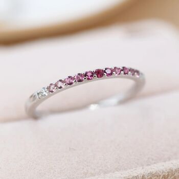 Ruby Red Ombre Half Eternity Ring In Sterling Silver, 5 of 11