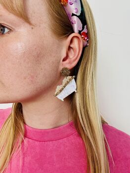 Bathtub Glitter Earrings / Self Care Statement Dangles / Spa Theme Novelty Jewellery / Gift For Bath Lovers, 5 of 5