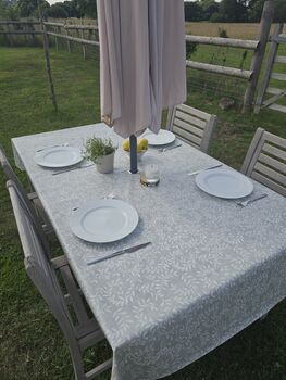 Olive Drift Outdoor Tablecloth With Parasol Hole, 4 of 6