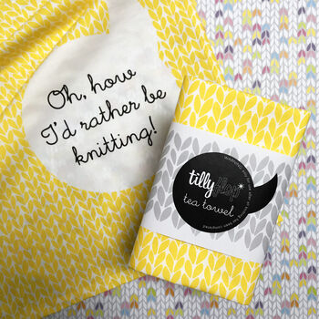 Knit Tea Towel In Yellow Oh How I'd Rather Be Knitting, 2 of 4