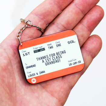 Personalised Train Ticket Keyring For Grandad, 3 of 6