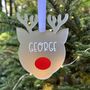 Personalised Rudolph Reindeer Christmas Decoration, thumbnail 2 of 5