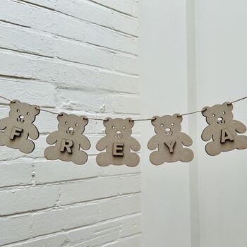 Personalised Wooden Bunting Teddy And Name, 10 of 10