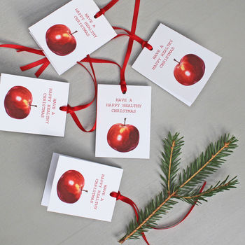 Christmas Gift Tags With Red Apple Illustration, 2 of 4