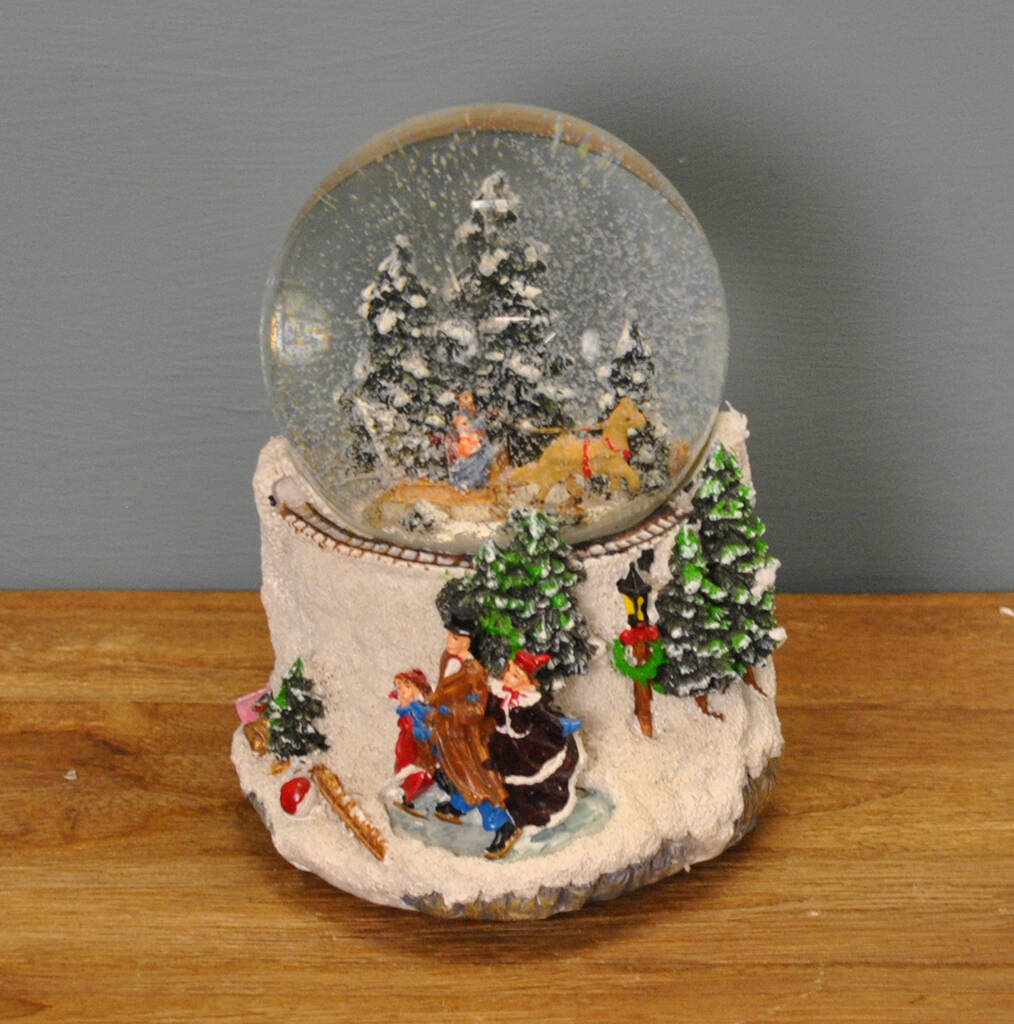 Horse And Sleigh Musical Christmas Snow Globe By Garden Selections 