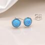 Sterling Silver Blue Opal Stud Earrings, thumbnail 6 of 8