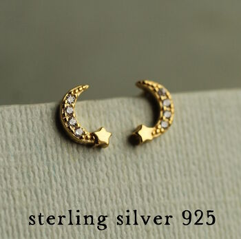 Gold Jewel Moon Earrings, 2 of 7