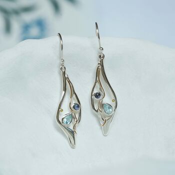 Handmade Silver Earrings With Blue Topaz And Iolite, 3 of 9