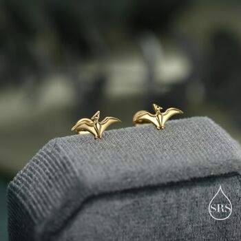 Extra Tiny Pterosaurs Flying Dinosaur Internally Threaded Flat Back Earrings In Sterling Silver, 4 of 10