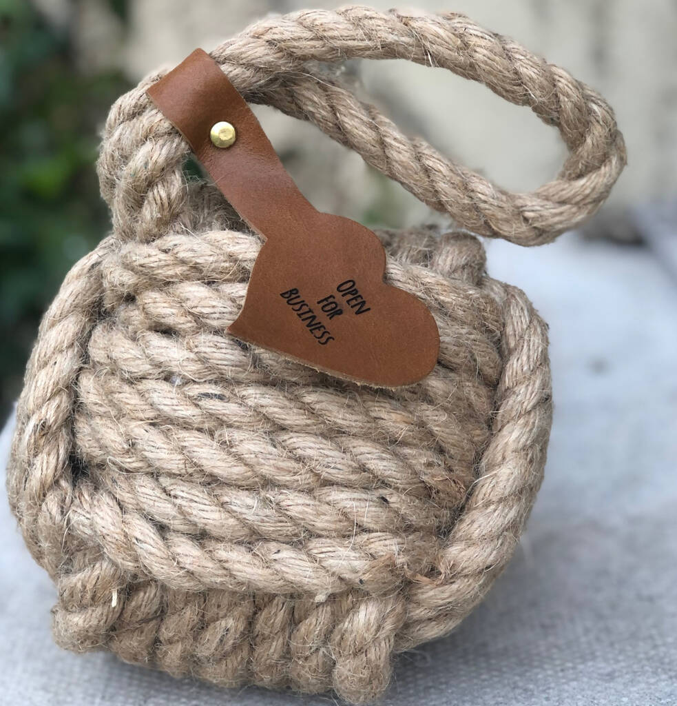 Rope Doorstop With Personalised Leather Tab, 1 of 4