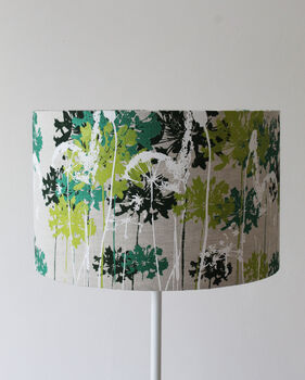 Botanical Screen Printed Lampshade. Green And White, 3 of 4