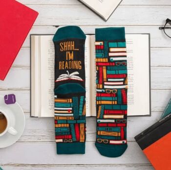 Novelty Fun Socks Size Five To Nine ~ Reading Books, 3 of 5