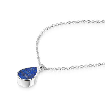 Teardrop Lapis Ashes Urn Necklace 925 Silver, 3 of 5