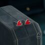 Sterling Silver Red Enamel Glaze Heart Stud Earrings, thumbnail 7 of 12