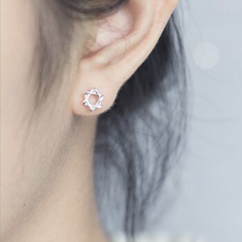 Sterling Silver Minimalist Woven Star Stud Earrings, 2 of 7