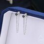 Sterling Silver Black Cz And Chain Ear Jacket, thumbnail 1 of 10