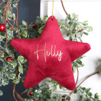 Personalised Velvet Star Christmas Tree Decoration, 3 of 3