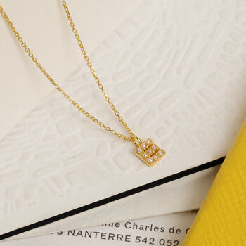 Pearl Studded Petite Initial Necklace, 3 of 4
