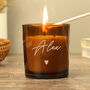 Personalised Amber Glass Candle Jar – Vanilla Scented, thumbnail 3 of 7