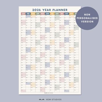 Personalised 2026 Year Wall Planner | Vertical Calendar, 6 of 7