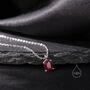 Tiny Genuine Raw Ruby Crystal Oval Pendant Necklace, thumbnail 1 of 10