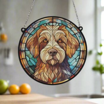 Labradoodle Stained Glass Effect Suncatcher, 5 of 6