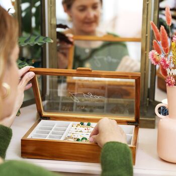 Personalised Glass Top Wooden Jewellery Box, 2 of 12