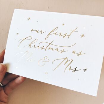 Our First Christmas As Mr And Mrs Gold Foil Card, 2 of 2