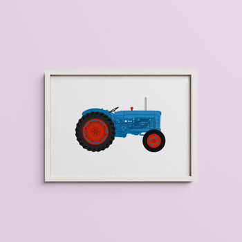 Fordson Major Tractor Seven Colour Screen Print Blue, 2 of 5