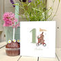 Personalised 1st Birthday Card – Bunny On Tricycle With Flowers, thumbnail 4 of 7