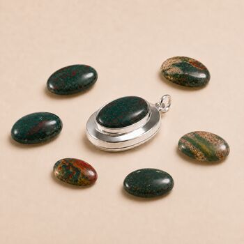 Personalised Sterling Silver Bloodstone Gemstone Photo Locket Necklace, 3 of 6
