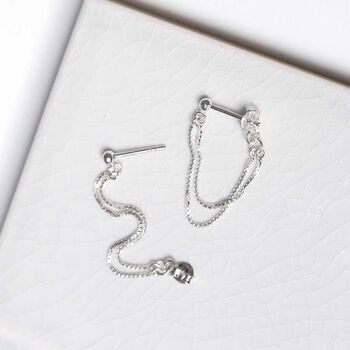 Sterling Silver Box Chain Studs, 5 of 7