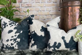 Cowhide Pattern Velvet Cushions Friesian, 11 of 12
