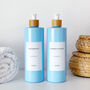 Refillable Blue Plastic Bottle With Minimalist Label, thumbnail 5 of 8
