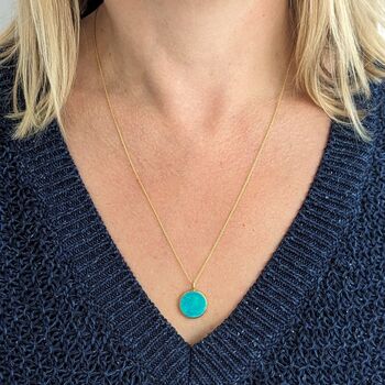 Turquoise December Birthstone Necklace, Gold Plated, 3 of 7
