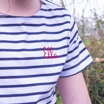 Personalised Embroidered Breton Children's T Shirt, 2 of 6